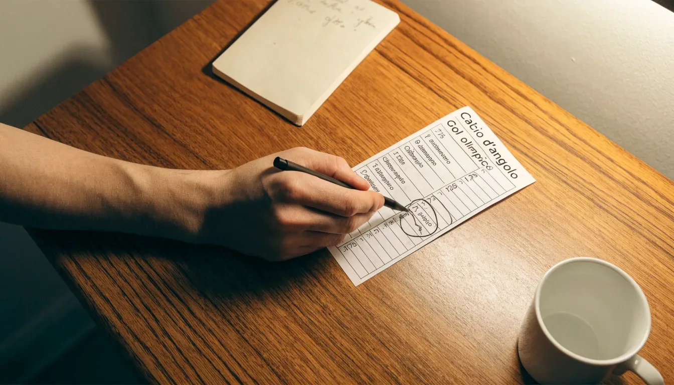 Un foglio di concessione in carta con un timbro rosso, appoggiato su una scrivania di legno accanto a una penna