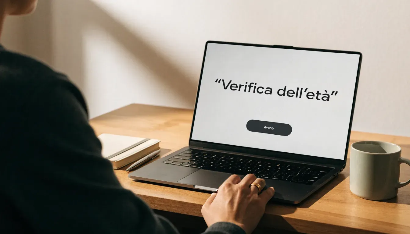 Un foglio di concessione in carta con un timbro rosso, appoggiato su una scrivania di legno accanto a una penna