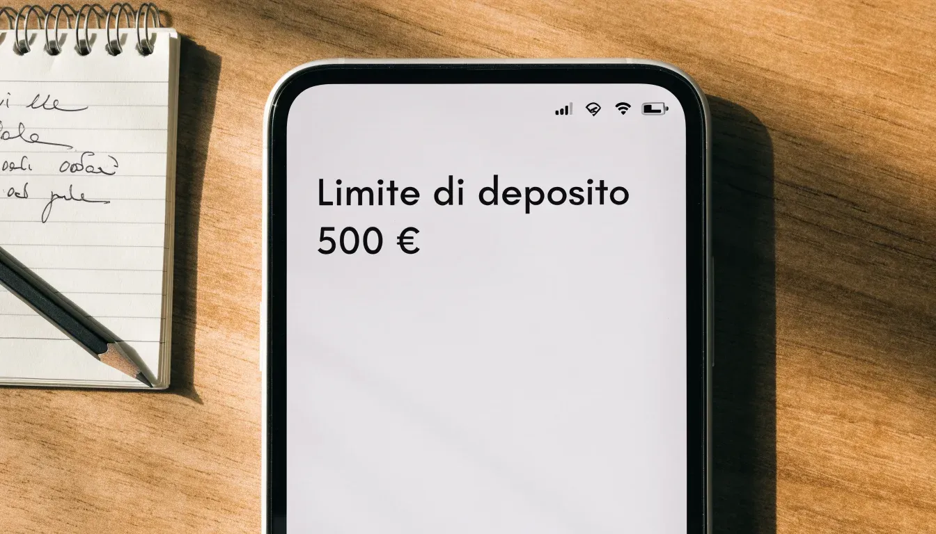 Un foglio di concessione in carta con un timbro rosso, appoggiato su una scrivania di legno accanto a una penna