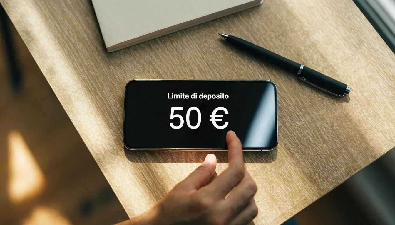 Un foglio di concessione in carta con un timbro rosso, appoggiato su una scrivania di legno accanto a una penna