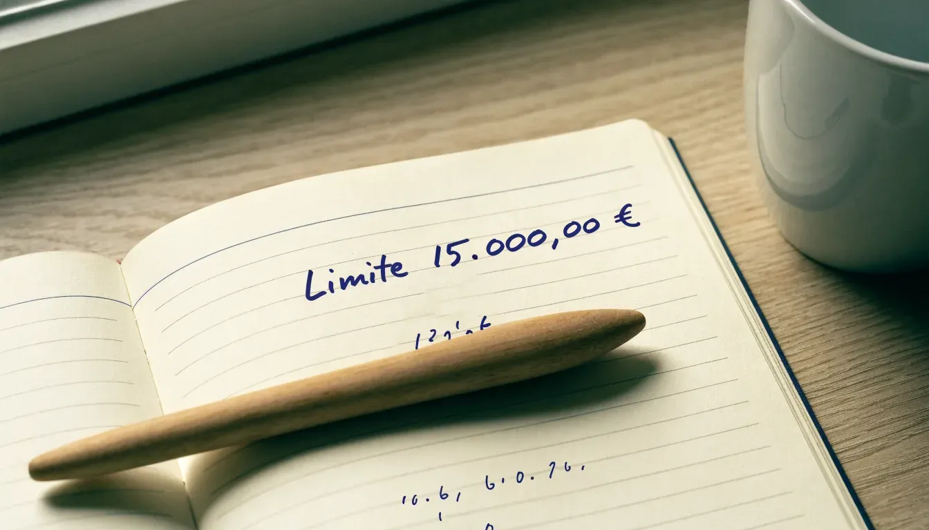 Un foglio di concessione in carta con un timbro rosso, appoggiato su una scrivania di legno accanto a una penna