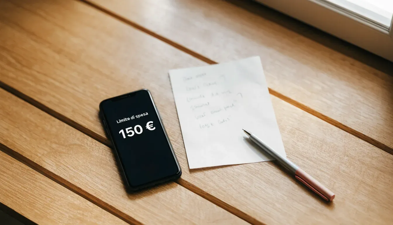 Un foglio di concessione in carta con un timbro rosso, appoggiato su una scrivania di legno accanto a una penna
