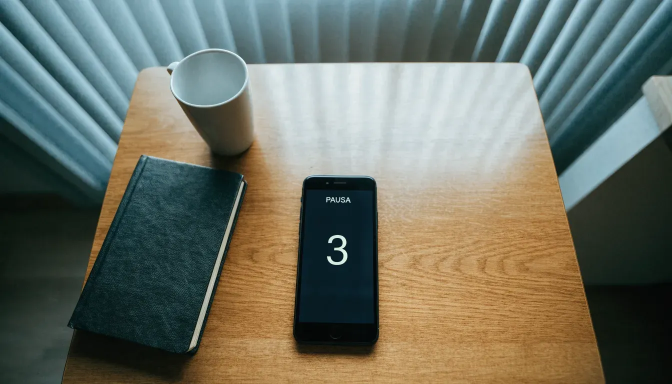 Un documento di identità appoggiato accanto a uno smartphone con un timer sullo schermo, su un tavolo da cucina