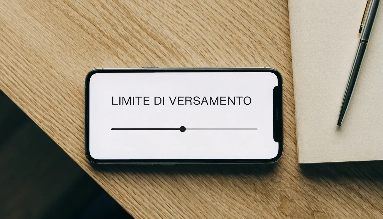 Un foglio di concessione in carta con un timbro rosso, appoggiato su una scrivania di legno accanto a una penna