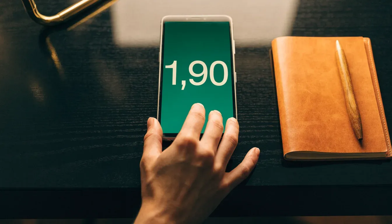 Un foglio di concessione in carta con un timbro rosso, appoggiato su una scrivania di legno accanto a una penna