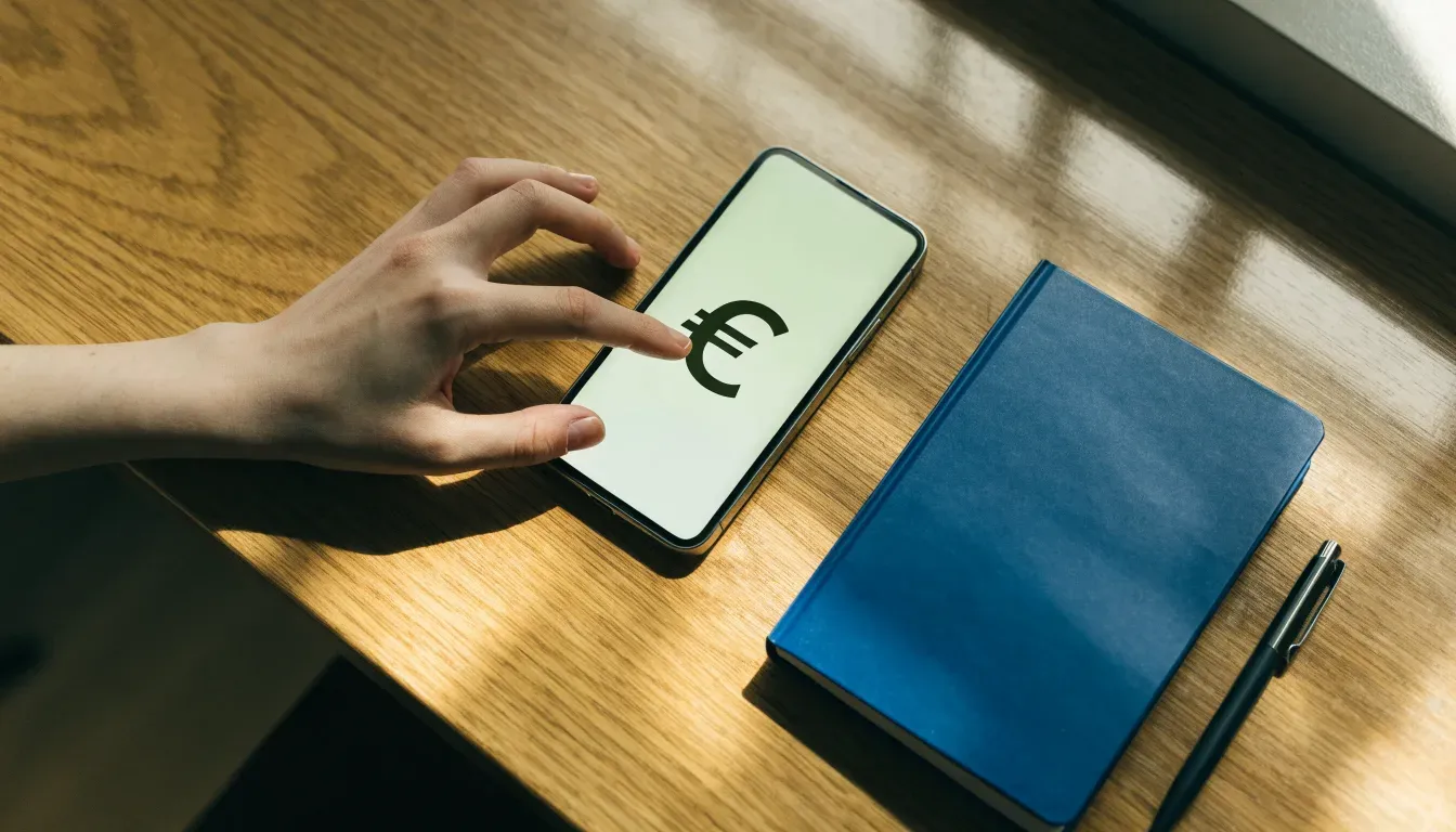 Un foglio di concessione in carta con un timbro rosso, appoggiato su una scrivania di legno accanto a una penna