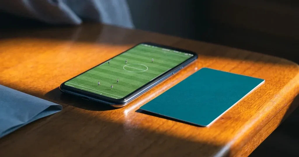 Uno smartphone e una carta di pagamento affiancati su un tavolo di legno, con alcune banconote da euro accanto