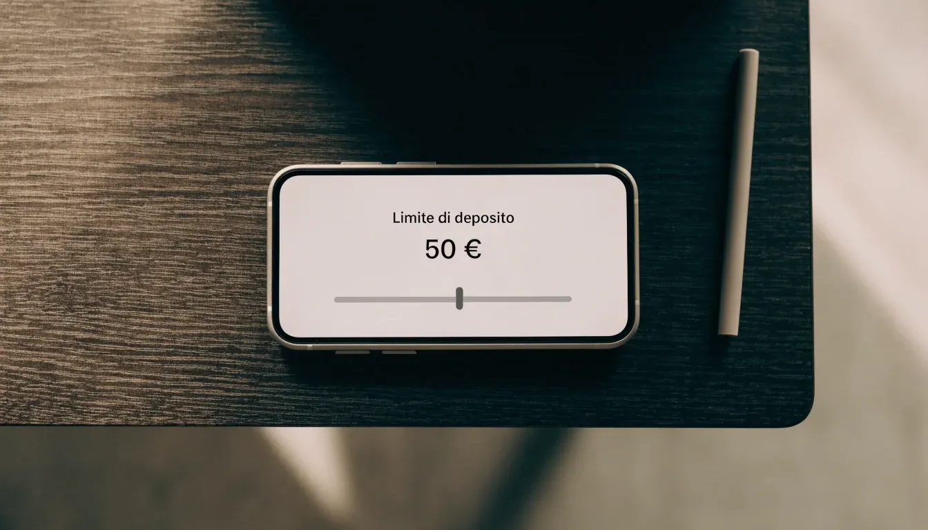 Un foglio di concessione in carta con un timbro rosso, appoggiato su una scrivania di legno accanto a una penna
